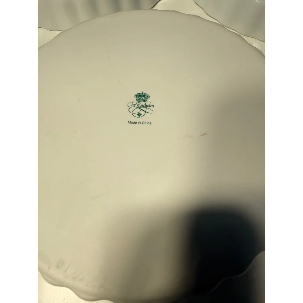 Set of 3 Christineholm Rose Floral Porcelain Quiche Tart Pans 9.5 Inch Fluted